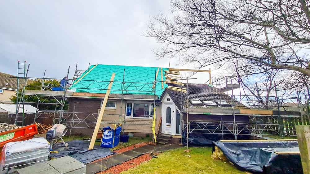 Granite Builders working on a home extension in Aberdeenshire