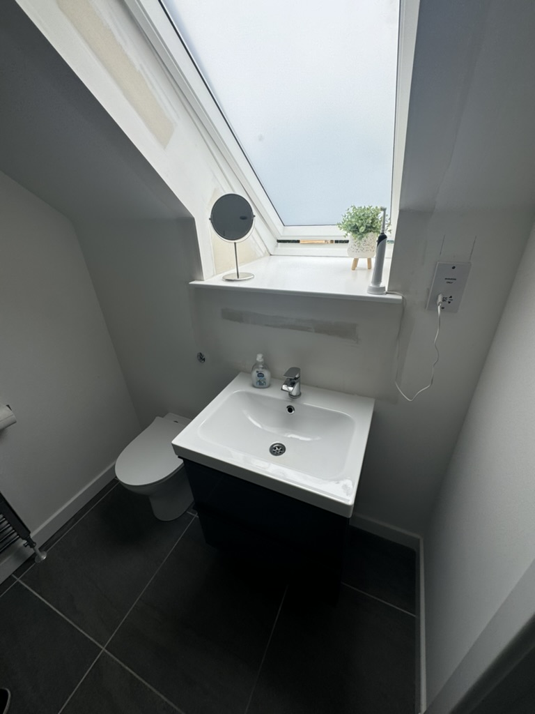 Navy vanity bathroom fitted by Granite Builders bathroom fitters in Portlethen