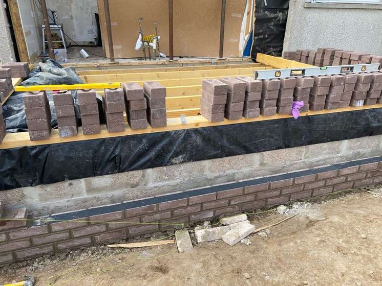 Blockwork rising on the foundation of a home extension in Aberdeenshire