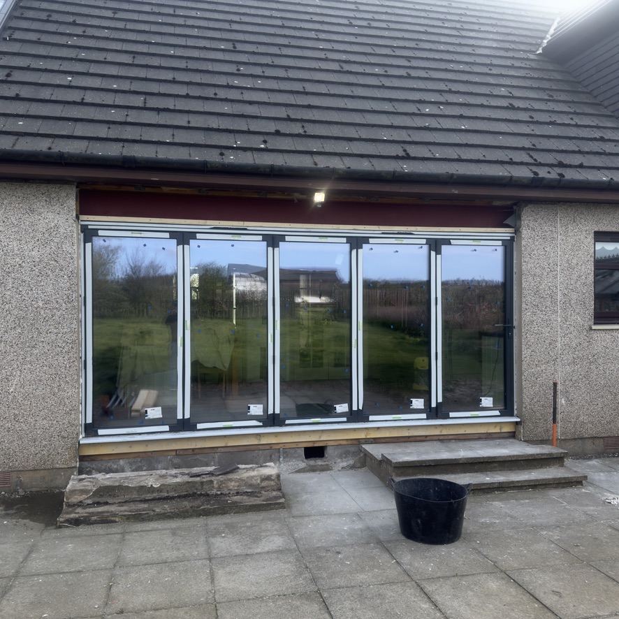 Glazed extension with bifold doors installed in Peterhead
