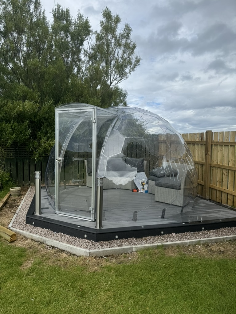 Landscaped garden with a feature structure in Peterhead