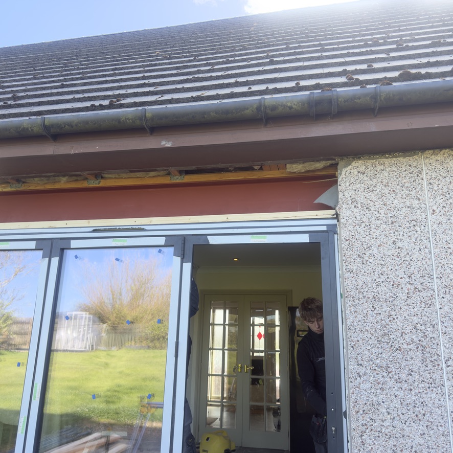 Steel beam frame installed during an extension in Peterhead